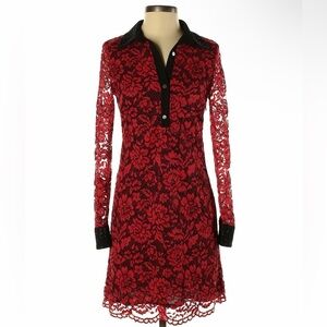 Diane von Furstenberg Red Lace Chemise Cocktail Dress size 4